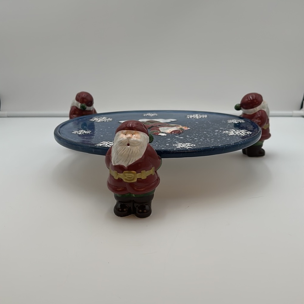 Santa Cake Plate | Pedestal Dessert Server by Home Interiors | Christmas Decor - Picture 4 of 16